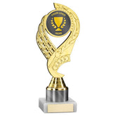 GOLD/WHITE 'OLYMPIC' HOLDER ASSEMBLED ON MARBLE (2" CEN/1" TUBE) - 8in